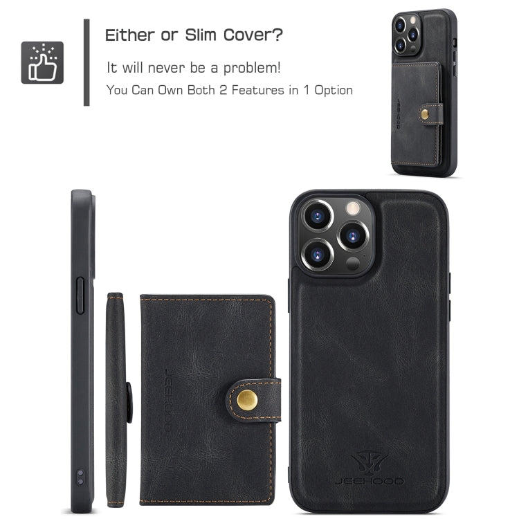 For iPhone 15 Pro JEEHOOD Retro Magnetic Detachable Leather Phone Case(Black) by JEEHOOD