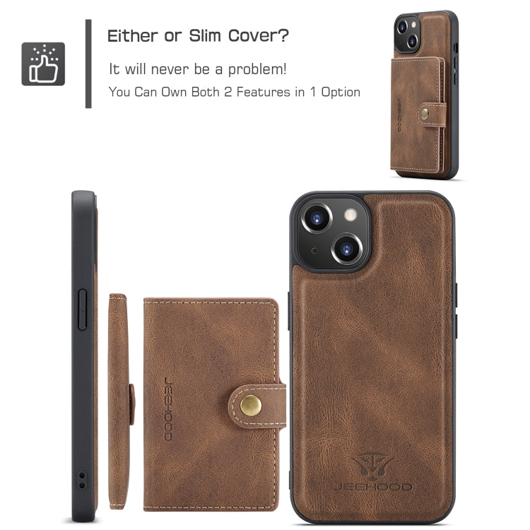 For iPhone 15 Plus JEEHOOD Retro Magnetic Detachable Leather Phone Case(Brown) by JEEHOOD