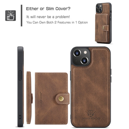 For iPhone 15 Plus JEEHOOD Retro Magnetic Detachable Leather Phone Case(Brown) by JEEHOOD