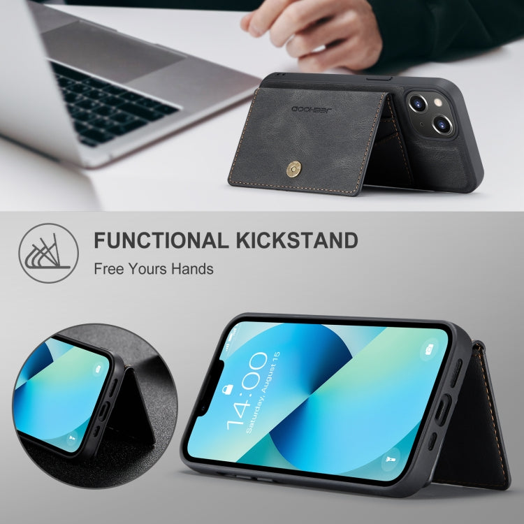 For iPhone 15 Plus JEEHOOD Retro Magnetic Detachable Leather Phone Case(Black) by JEEHOOD