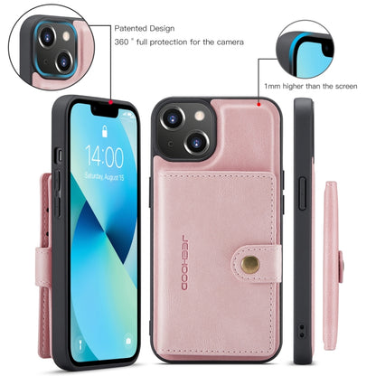 For iPhone 15 Plus JEEHOOD Retro Magnetic Detachable Leather Phone Case(Pink) by JEEHOOD