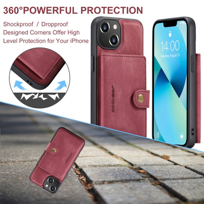 For iPhone 15 JEEHOOD Retro Magnetic Detachable Leather Phone Case(Red) by JEEHOOD