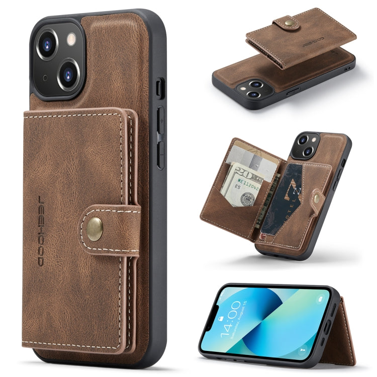 For iPhone 15 JEEHOOD Retro Magnetic Detachable Leather Phone Case(Brown) by JEEHOOD