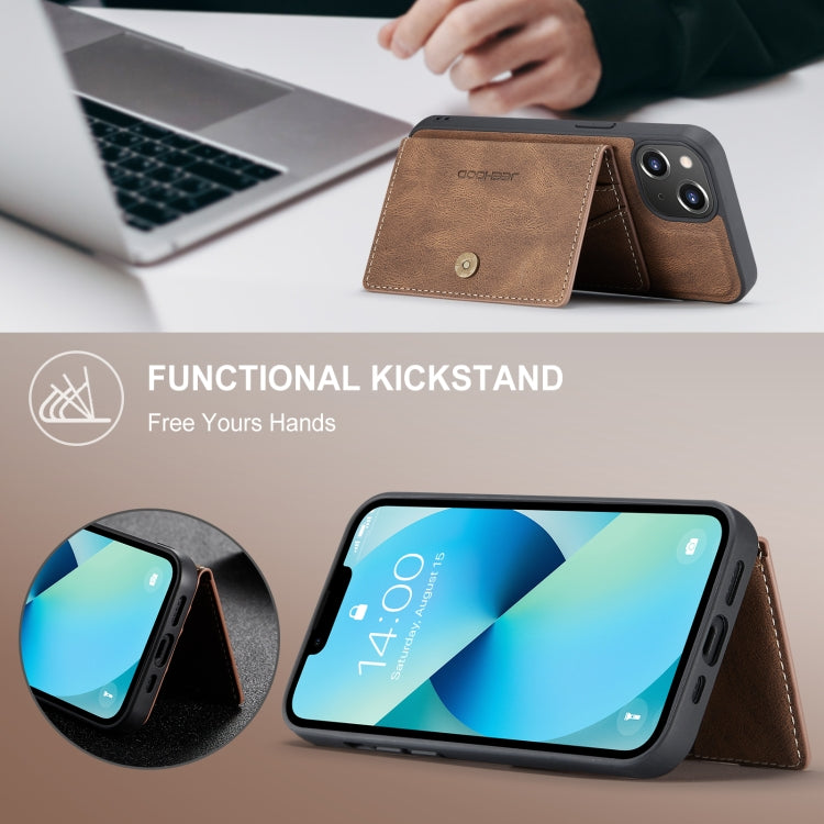 For iPhone 15 JEEHOOD Retro Magnetic Detachable Leather Phone Case(Brown) by JEEHOOD