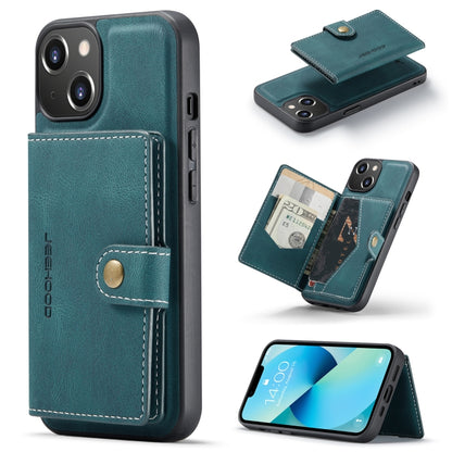 For iPhone 15 JEEHOOD Retro Magnetic Detachable Leather Phone Case(Blue) by JEEHOOD