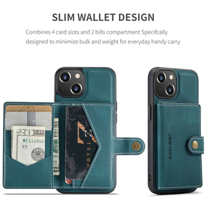 For iPhone 15 JEEHOOD Retro Magnetic Detachable Leather Phone Case(Blue) by JEEHOOD