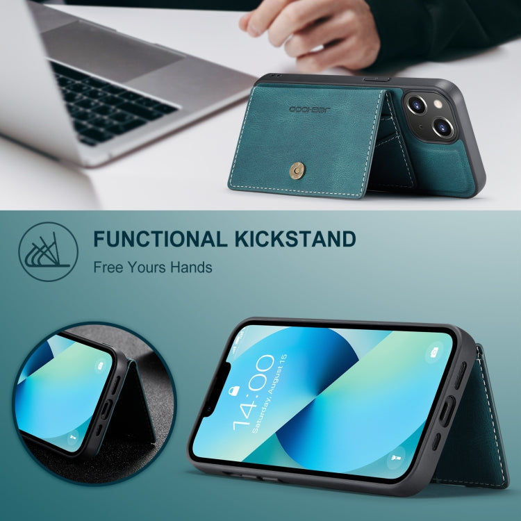 For iPhone 15 JEEHOOD Retro Magnetic Detachable Leather Phone Case(Blue) by JEEHOOD