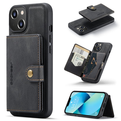 For iPhone 15 JEEHOOD Retro Magnetic Detachable Leather Phone Case(Black) by JEEHOOD