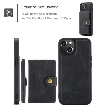 For iPhone 15 JEEHOOD Retro Magnetic Detachable Leather Phone Case(Black) by JEEHOOD