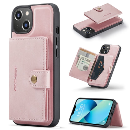 For iPhone 15 JEEHOOD Retro Magnetic Detachable Leather Phone Case(Pink) by JEEHOOD