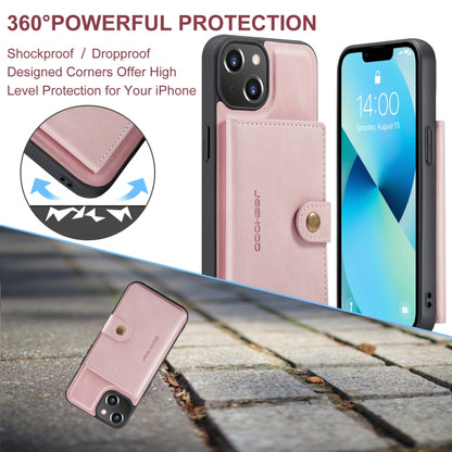 For iPhone 15 JEEHOOD Retro Magnetic Detachable Leather Phone Case(Pink) by JEEHOOD