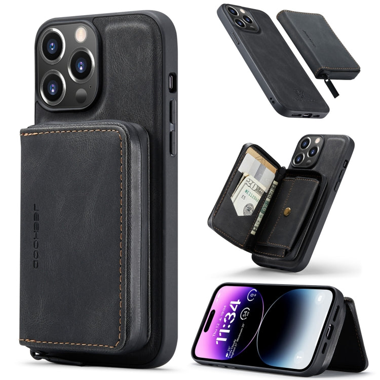 For iPhone 15 Pro Max JEEHOOD Magnetic Zipper Wallet Leather Phone Case(Black) by JEEHOOD