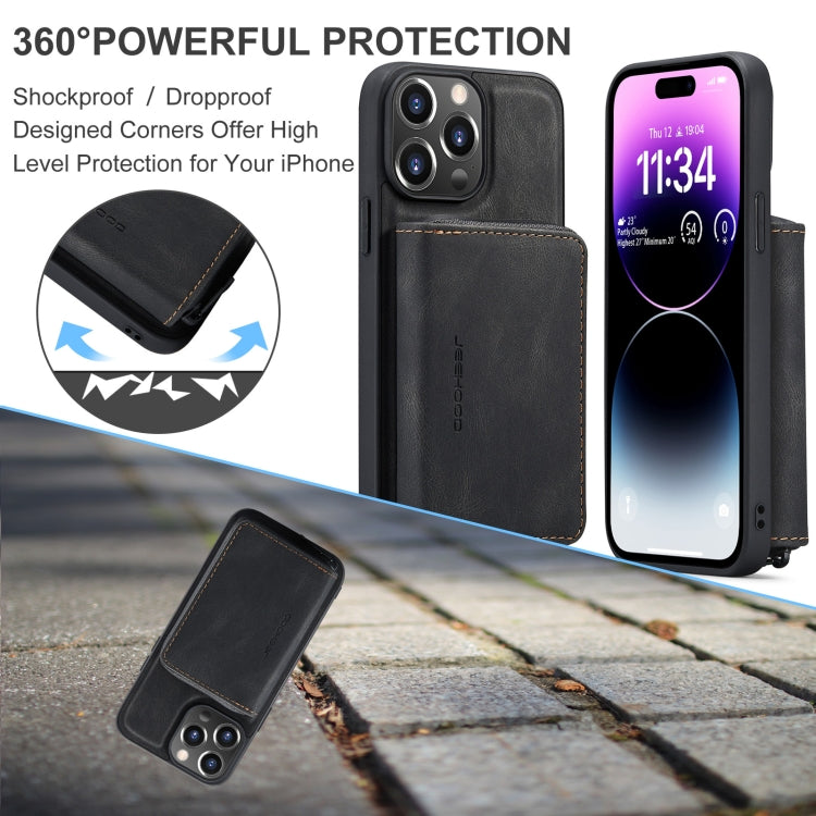 For iPhone 15 Pro JEEHOOD Magnetic Zipper Wallet Leather Phone Case(Black) by JEEHOOD
