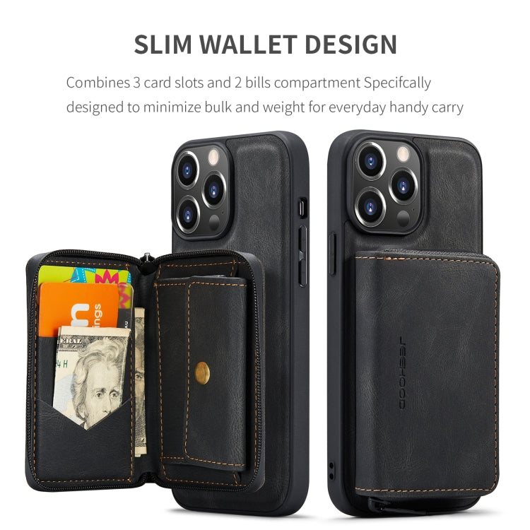 For iPhone 15 Pro JEEHOOD Magnetic Zipper Wallet Leather Phone Case(Black) by JEEHOOD