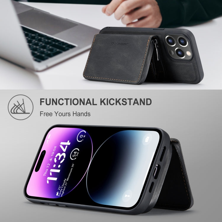 For iPhone 15 Pro JEEHOOD Magnetic Zipper Wallet Leather Phone Case(Black) by JEEHOOD