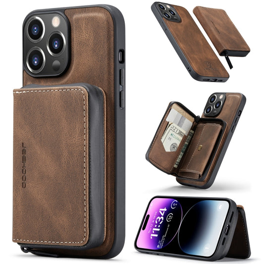 For iPhone 15 Pro JEEHOOD Magnetic Zipper Wallet Leather Phone Case(Brown) by JEEHOOD