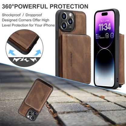 For iPhone 15 Pro JEEHOOD Magnetic Zipper Wallet Leather Phone Case(Brown) by JEEHOOD