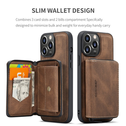 For iPhone 15 Pro JEEHOOD Magnetic Zipper Wallet Leather Phone Case(Brown) by JEEHOOD