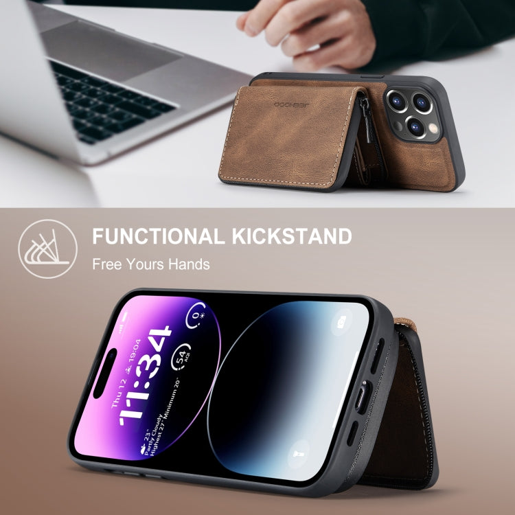 For iPhone 15 Pro JEEHOOD Magnetic Zipper Wallet Leather Phone Case(Brown) by JEEHOOD