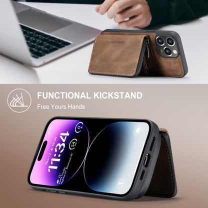 For iPhone 15 Pro JEEHOOD Magnetic Zipper Wallet Leather Phone Case(Brown) by JEEHOOD