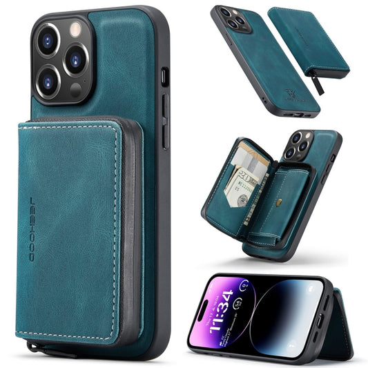 For iPhone 15 Pro JEEHOOD Magnetic Zipper Wallet Leather Phone Case(Blue) by JEEHOOD