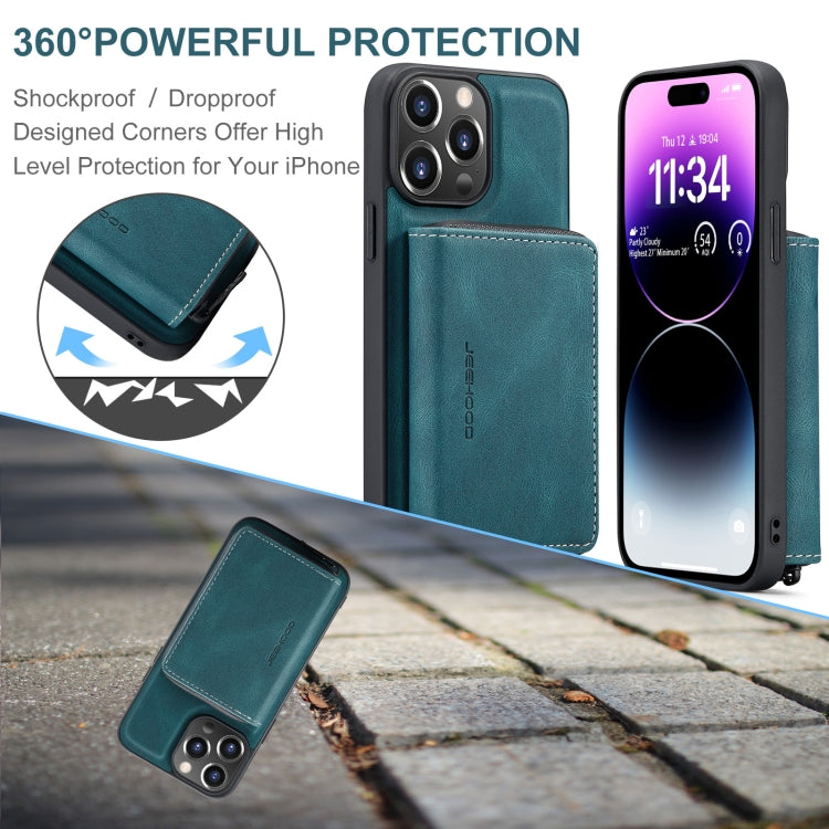 For iPhone 15 Pro JEEHOOD Magnetic Zipper Wallet Leather Phone Case(Blue) by JEEHOOD