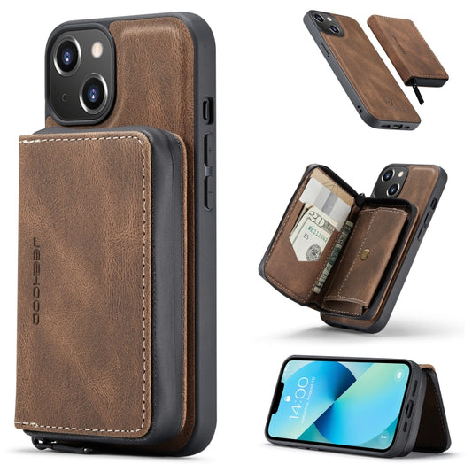For iPhone 15 Plus JEEHOOD Magnetic Zipper Wallet Leather Phone Case(Brown) by JEEHOOD