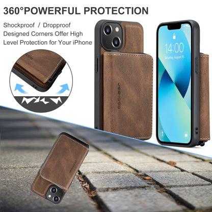 For iPhone 15 Plus JEEHOOD Magnetic Zipper Wallet Leather Phone Case(Brown) by JEEHOOD