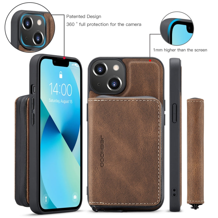 For iPhone 15 Plus JEEHOOD Magnetic Zipper Wallet Leather Phone Case(Brown) by JEEHOOD