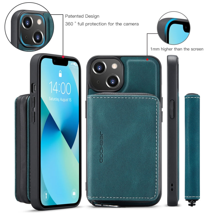 For iPhone 15 Plus JEEHOOD Magnetic Zipper Wallet Leather Phone Case(Blue) by JEEHOOD