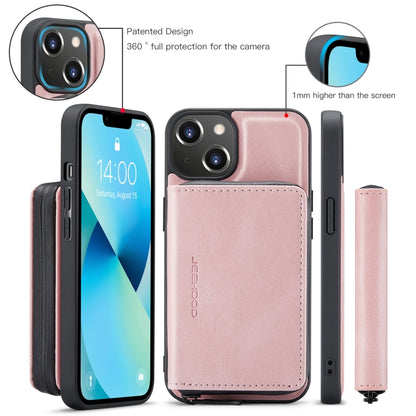 For iPhone 15 Plus JEEHOOD Magnetic Zipper Wallet Leather Phone Case(Pink) by JEEHOOD