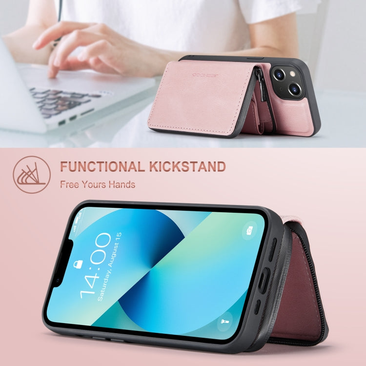 For iPhone 15 Plus JEEHOOD Magnetic Zipper Wallet Leather Phone Case(Pink) by JEEHOOD