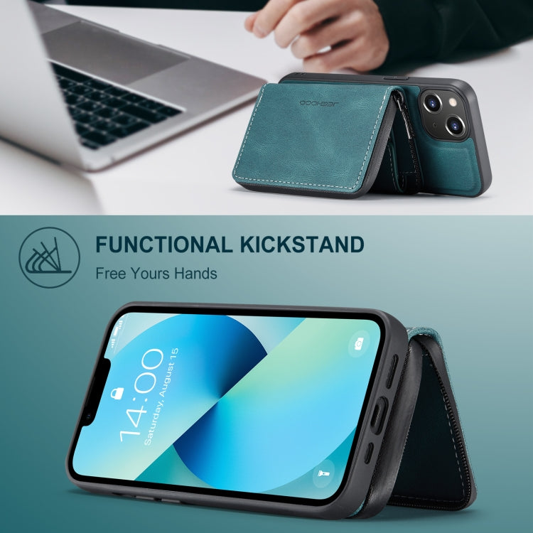 For iPhone 15 JEEHOOD Magnetic Zipper Wallet Leather Phone Case(Blue) by JEEHOOD