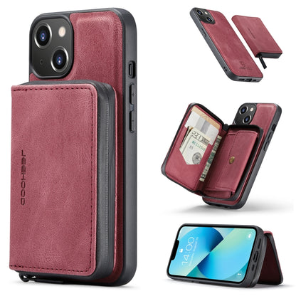 For iPhone 15 JEEHOOD Magnetic Zipper Wallet Leather Phone Case(Red) by JEEHOOD