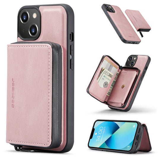 For iPhone 15 JEEHOOD Magnetic Zipper Wallet Leather Phone Case(Pink) by JEEHOOD