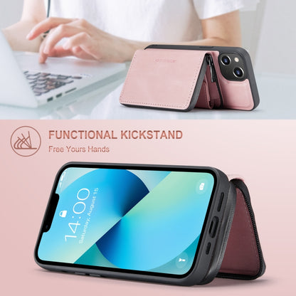 For iPhone 15 JEEHOOD Magnetic Zipper Wallet Leather Phone Case(Pink) by JEEHOOD