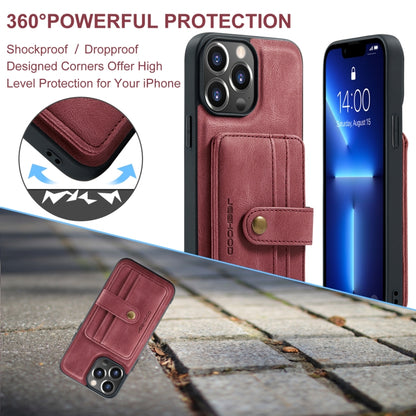 For iPhone 15 Pro Max JEEHOOD RFID Blocking Anti-Theft Magnetic PU Phone Case(Red) by JEEHOOD