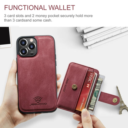 For iPhone 15 Pro Max JEEHOOD RFID Blocking Anti-Theft Magnetic PU Phone Case(Red) by JEEHOOD