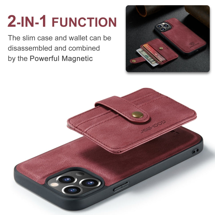 For iPhone 15 Pro Max JEEHOOD RFID Blocking Anti-Theft Magnetic PU Phone Case(Red) by JEEHOOD