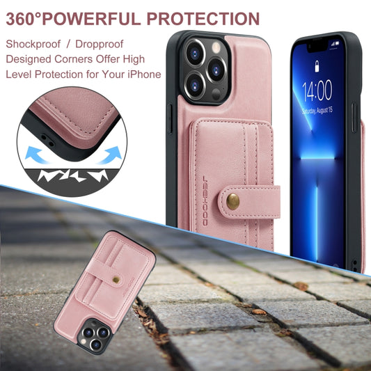 For iPhone 15 Pro JEEHOOD RFID Blocking Anti-Theft Magnetic PU Phone Case(Pink) by JEEHOOD