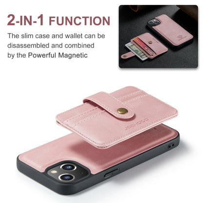 For iPhone 15 Plus JEEHOOD RFID Blocking Anti-Theft Magnetic PU Phone Case(Pink) by JEEHOOD