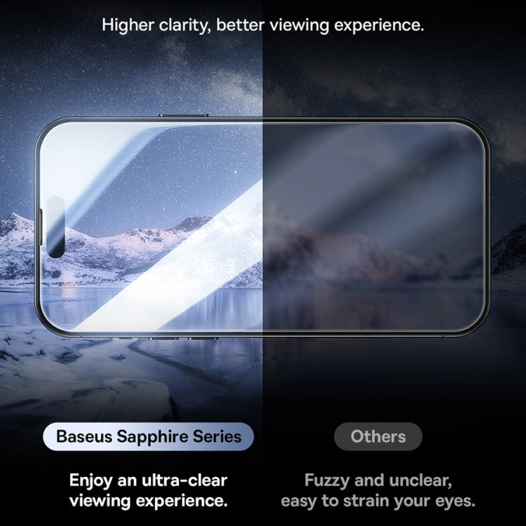 For iPhone 15 Baseus Sapphire Series Dustproof Peep-proof Tempered Glass Film by Baseus