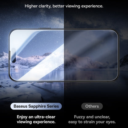 For iPhone 15 Baseus Sapphire Series Dustproof Peep-proof Tempered Glass Film by Baseus