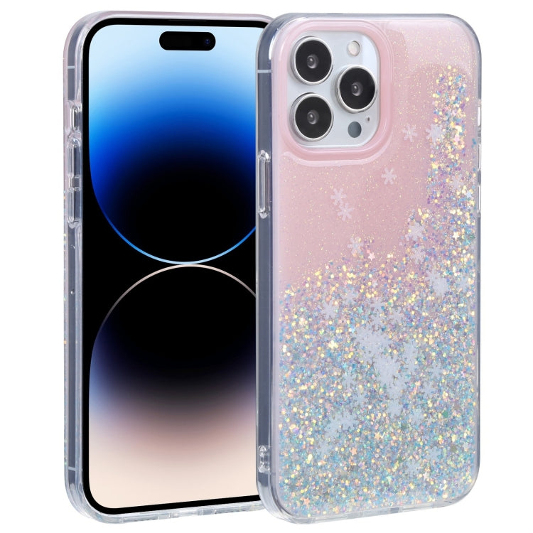 For iPhone 15 Pro DFANS DESIGN Snowflake Starlight Shining Phone Case(Pink) by DFANS DESIGN