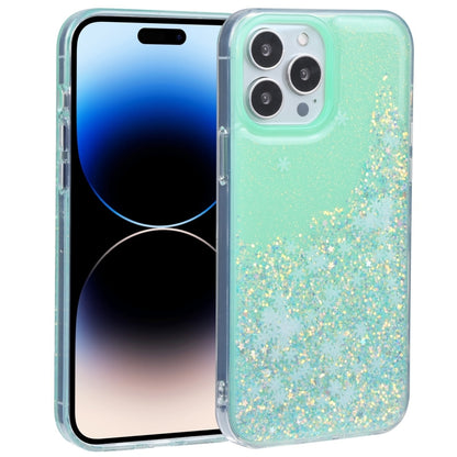 For iPhone 15 Pro DFANS DESIGN Snowflake Starlight Shining Phone Case(Green) by DFANS DESIGN