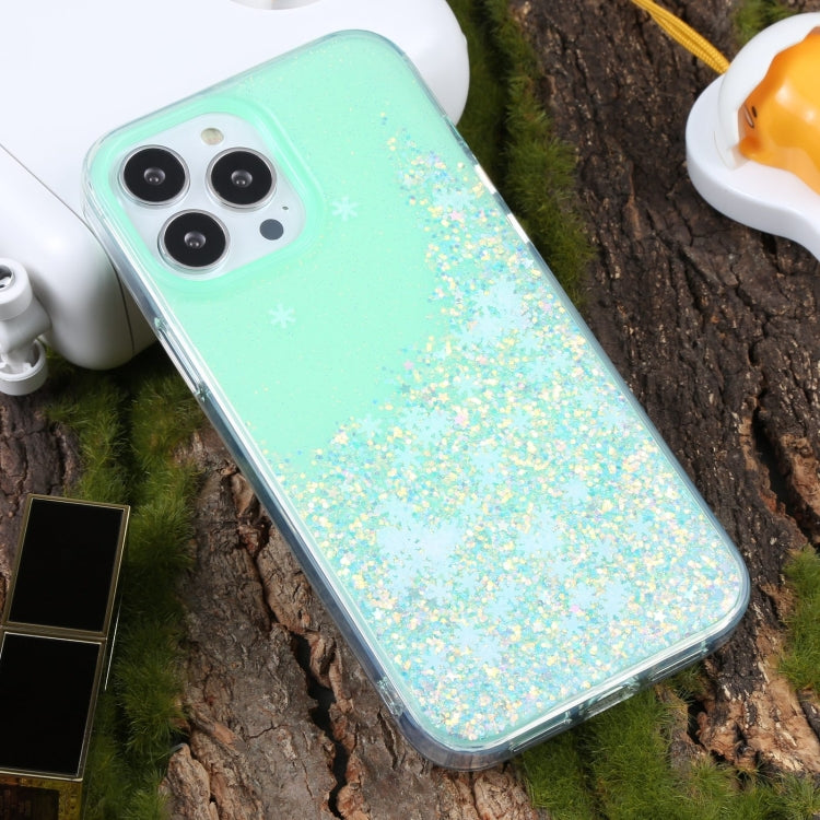 For iPhone 15 Pro DFANS DESIGN Snowflake Starlight Shining Phone Case(Green) by DFANS DESIGN