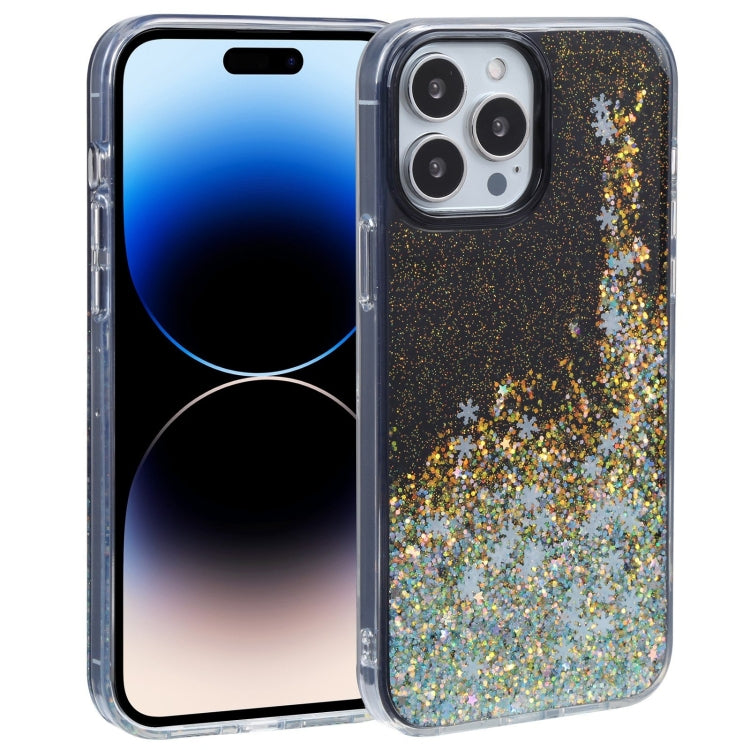 For iPhone 15 Pro DFANS DESIGN Snowflake Starlight Shining Phone Case(Black) by DFANS DESIGN