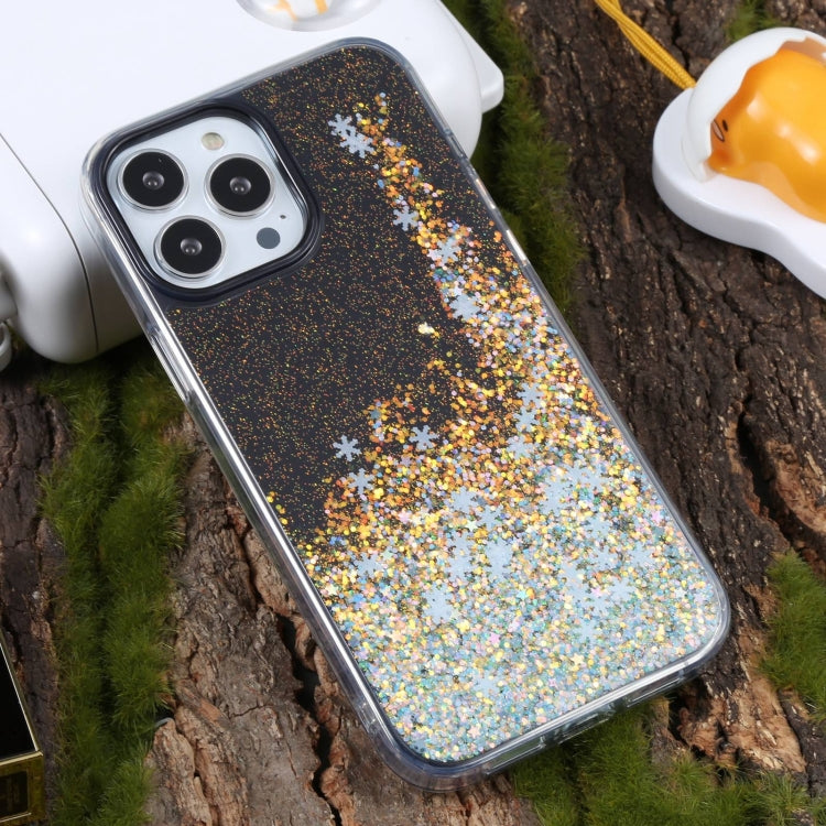 For iPhone 15 Pro DFANS DESIGN Snowflake Starlight Shining Phone Case(Black) by DFANS DESIGN