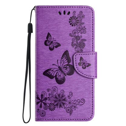 For iPhone 16e Butterfly Embossed Flip Leather Phone Case(Purple) by bashfashion