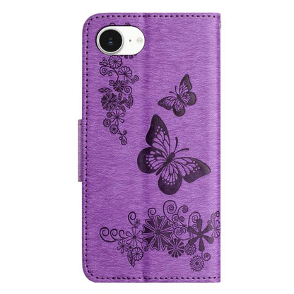 For iPhone 16e Butterfly Embossed Flip Leather Phone Case(Purple) by bashfashion